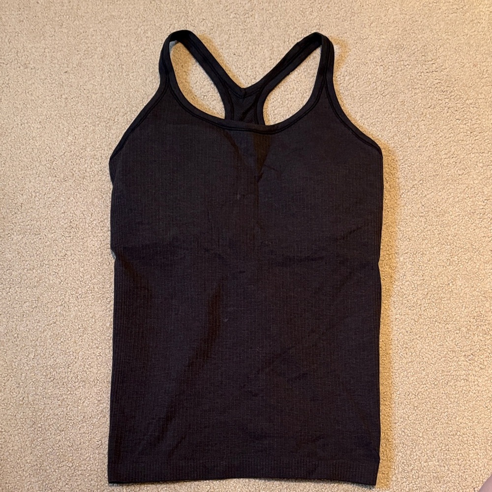 Black Lululemon Racerback Tank Top With Padded Bra Size 10